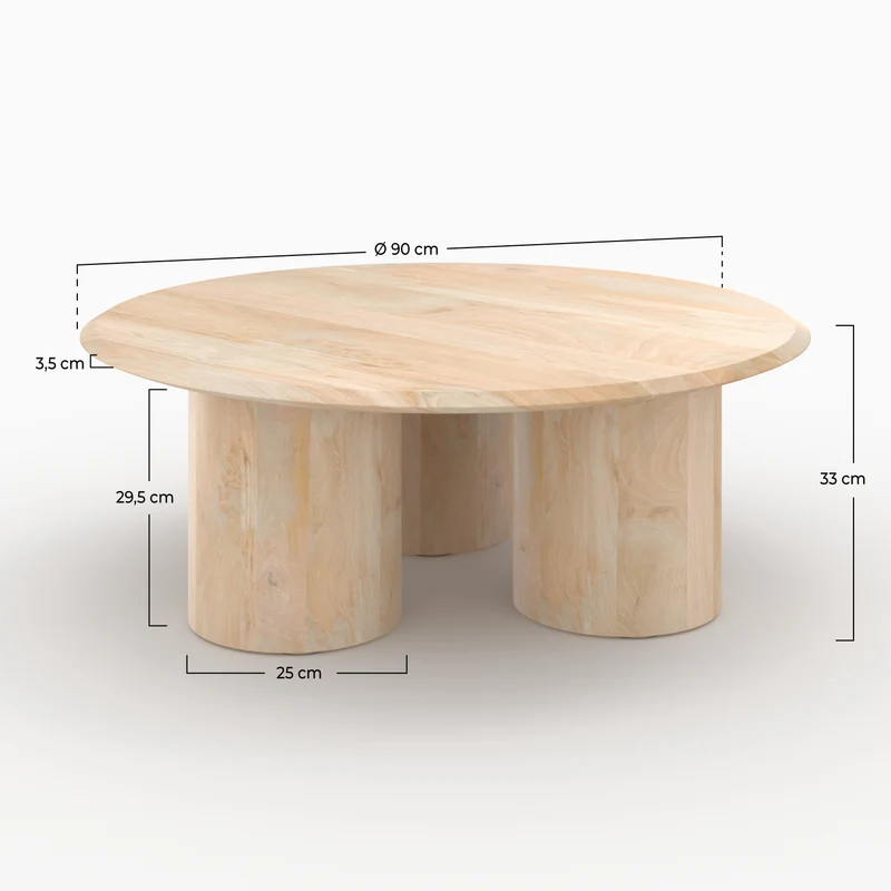 Table basse ronde Sacha en bois de manguier D90 cm