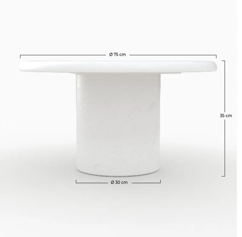 Table basse ronde Lulli en béton blanc cassé