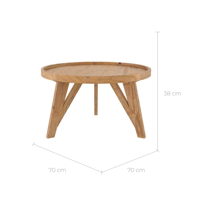 Table basse Oly D70 cm en bois de teck recyclé