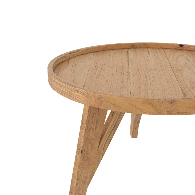 Table basse Oly D70 cm en bois de teck recyclé