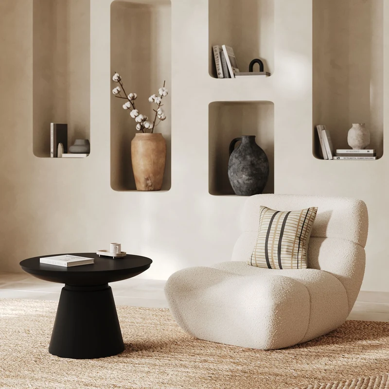 Table basse Gomez en métal noir D60 cm