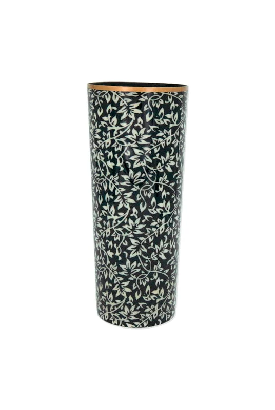 Vase feuille noir