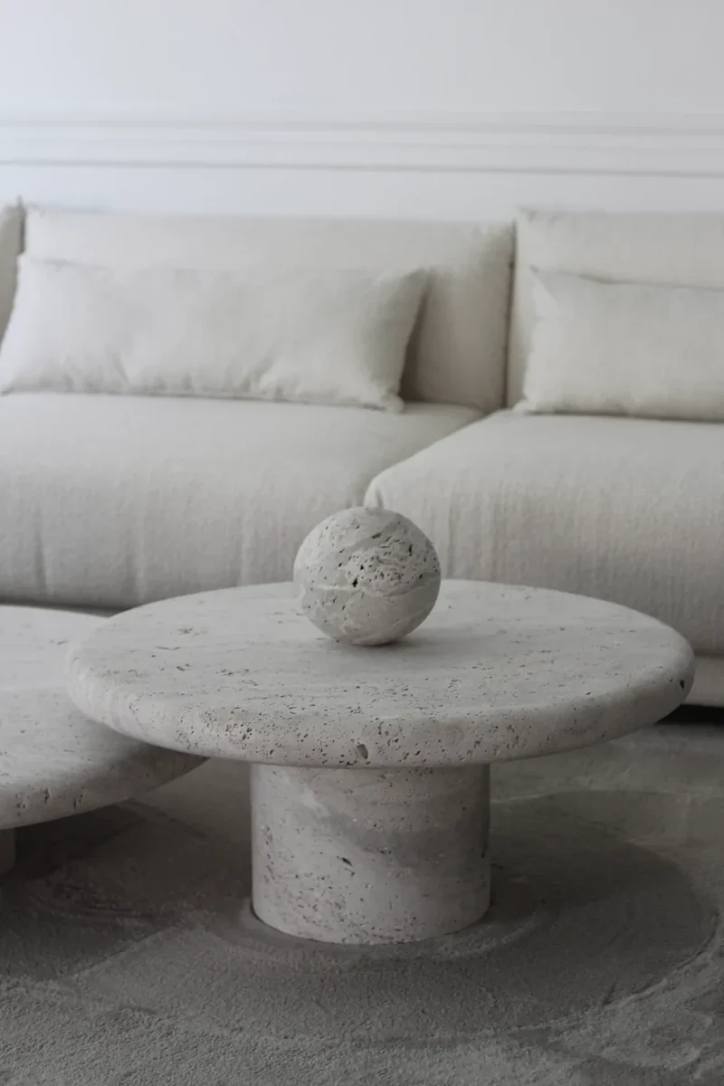 Table basse Ronde L Nomad Travertin