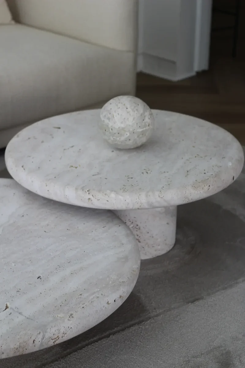 Table basse Ronde L Nomad Travertin