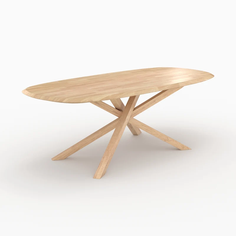 Table Aladin rectangulaire en bois d'hévéa massif clair 10 personnes