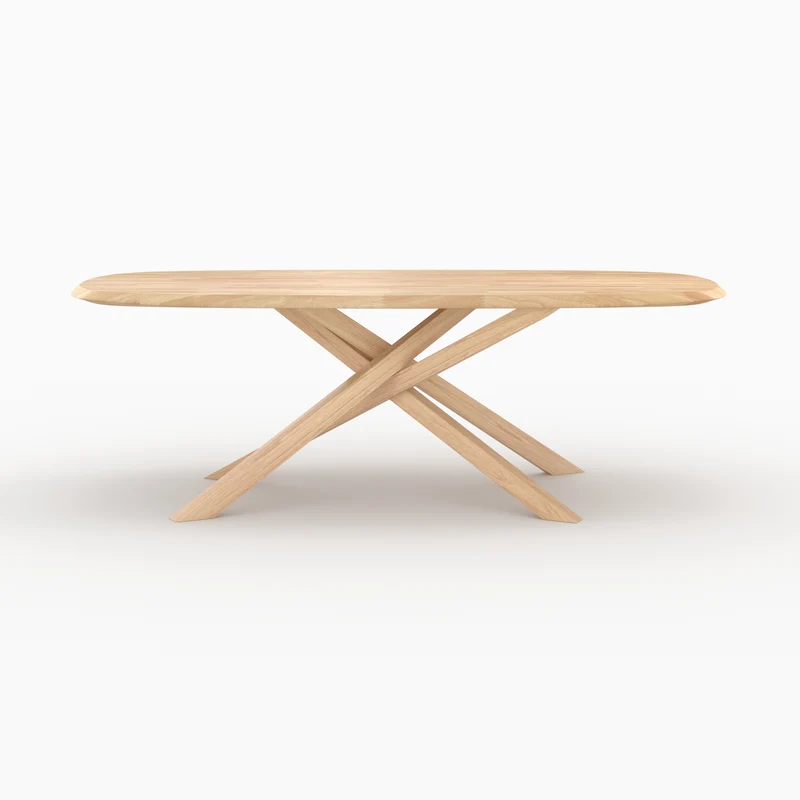Table Aladin rectangulaire en bois d'hévéa massif clair 10 personnes