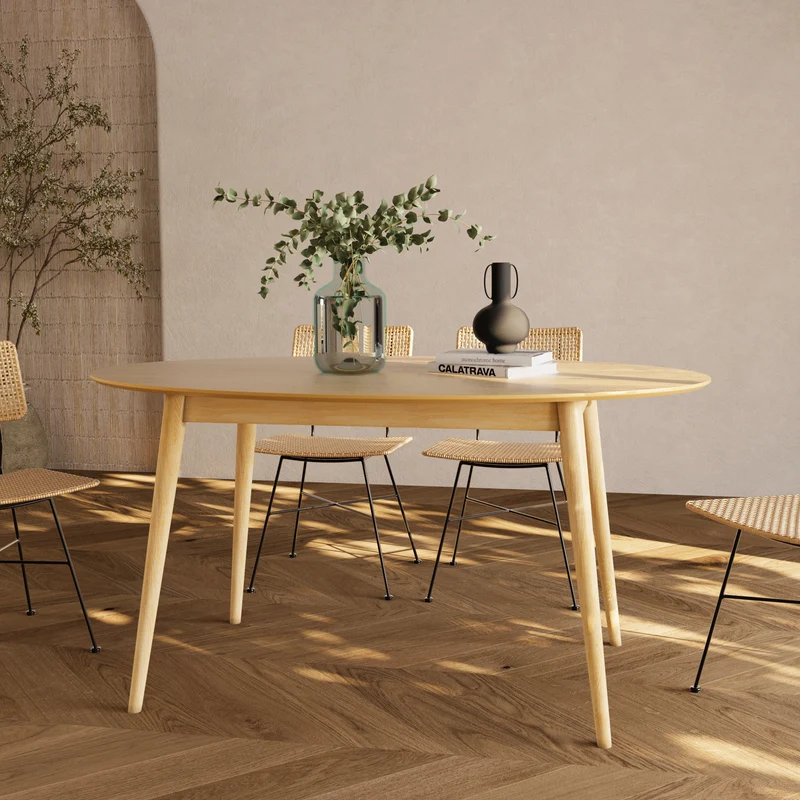 Table ovale Eddy 6 personnes en bois clair 150 cm