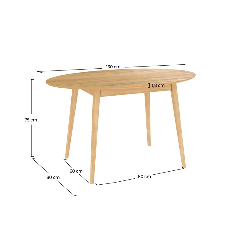 Table ovale Eddy 4 personnes en bois clair 130 cm