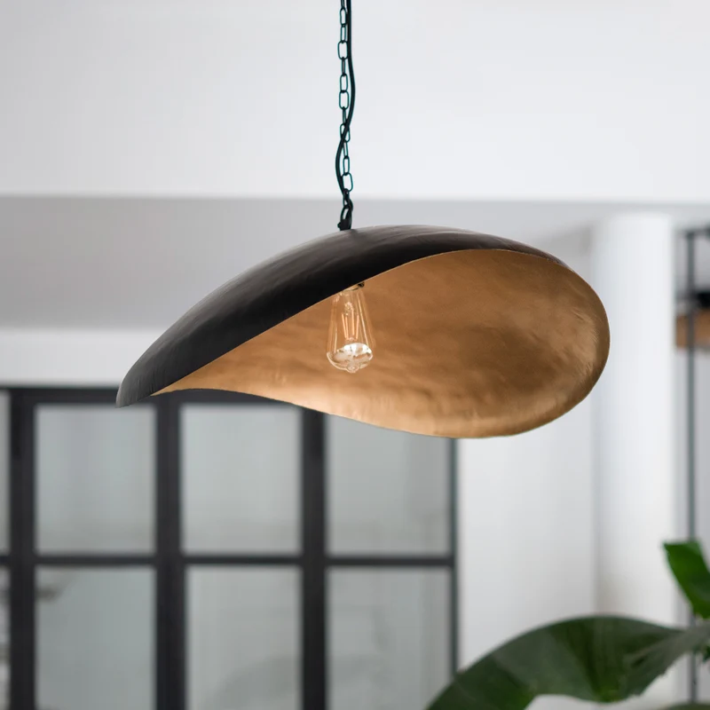 Suspension Pacha en métal noir et doré D74 cm
