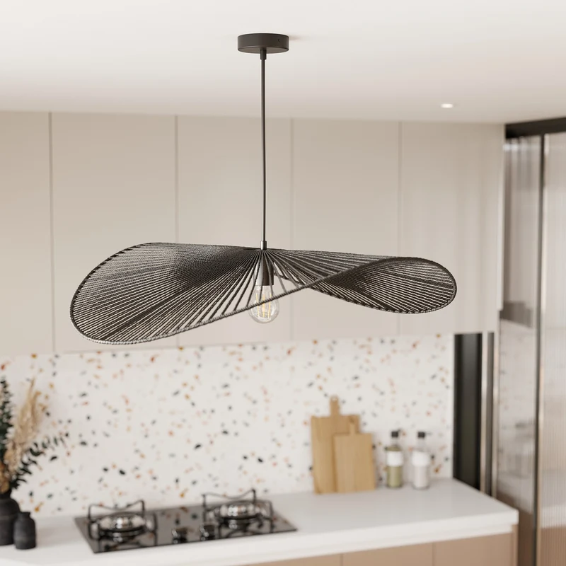 Suspension Mada noire en papier de corde 75 cm