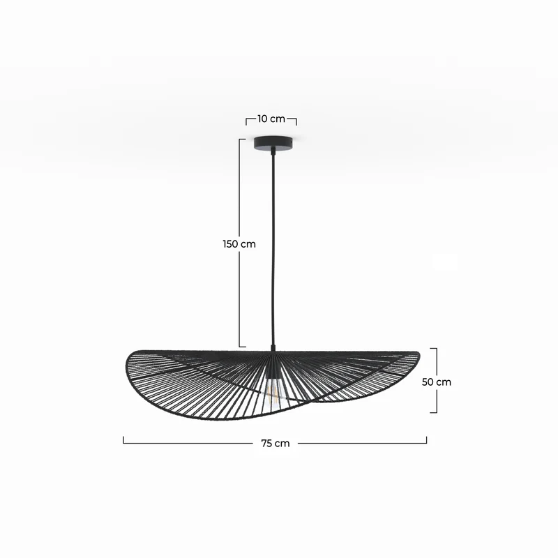 Suspension Mada noire en papier de corde 75 cm