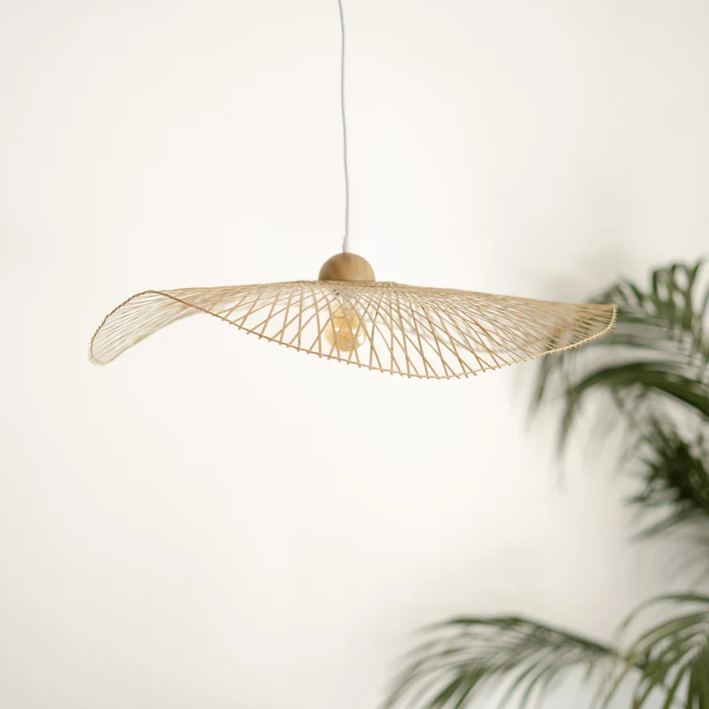 Suspension Jipi en bambou avec fil blanc D75cm