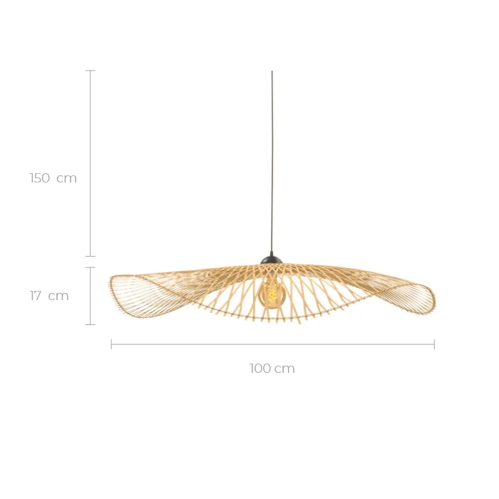 Suspension Jipi en bambou avec fil noir D100 cm