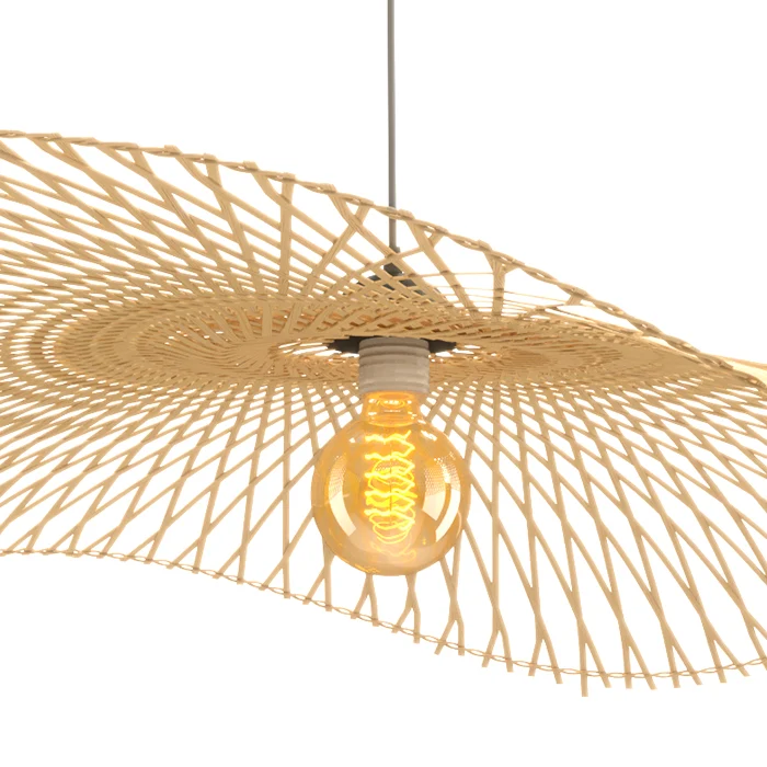 Suspension Jipi en bambou avec fil noir D100 cm