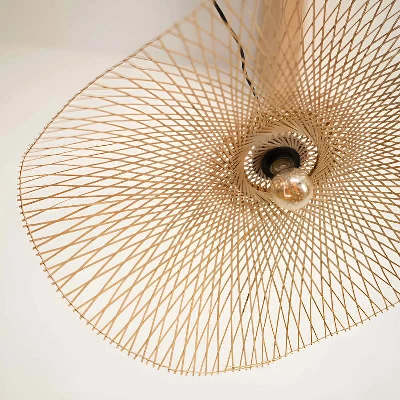 Suspension Jipi en bambou avec fil noir D75cm