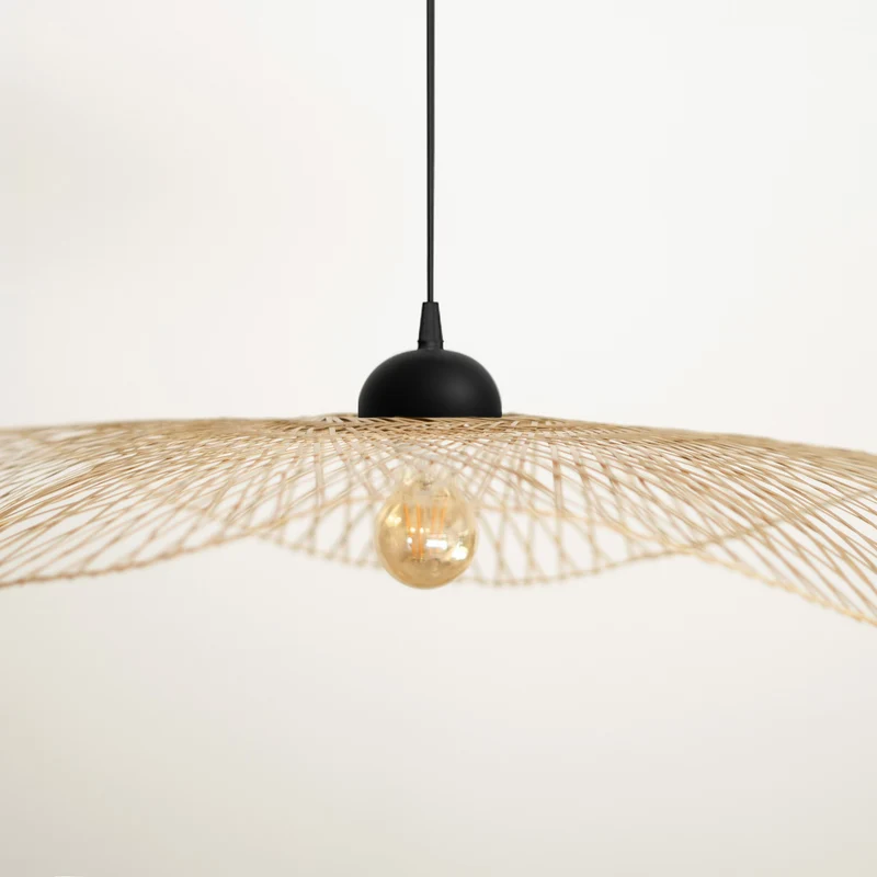 Suspension Jipi en bambou avec fil noir D75cm
