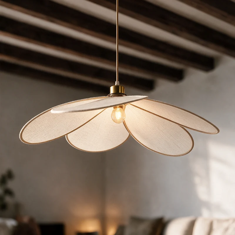 Suspension Flora en tissu beige D75 cm