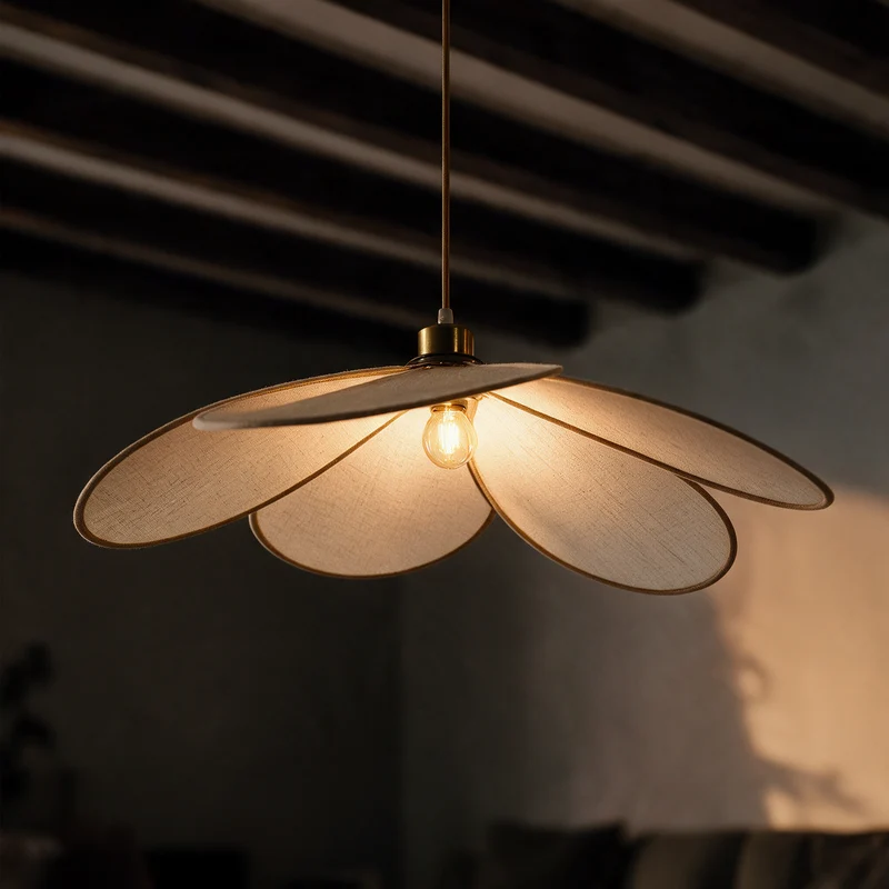 Suspension Flora en tissu beige D75 cm