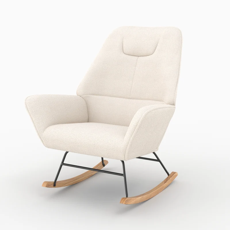 Rocking-chair Shaun en tissu bouclé blanc