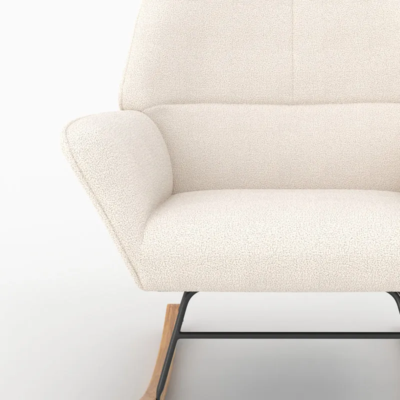 Rocking-chair Shaun en tissu bouclé blanc