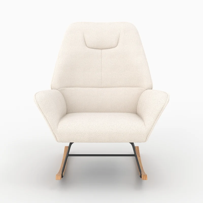 Rocking-chair Shaun en tissu bouclé blanc