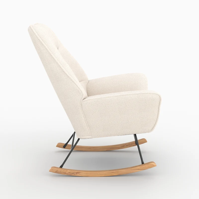 Rocking-chair Shaun en tissu bouclé blanc