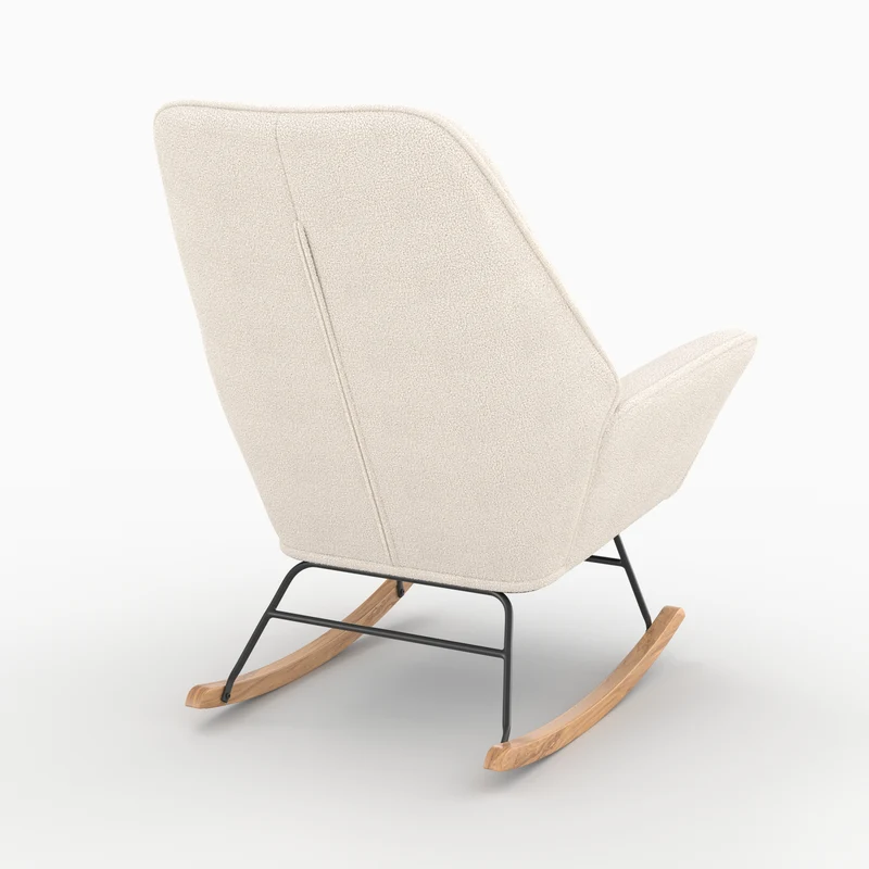 Rocking-chair Shaun en tissu bouclé blanc