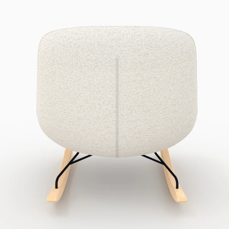 Rocking chair Alvin en tissu bouclette blanc cassé
