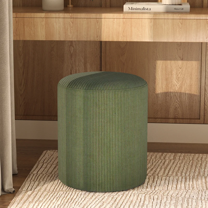 Pouf Lily rond en velours côtelé vert