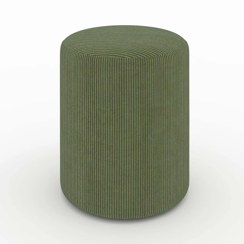 Pouf Lily rond en velours côtelé vert