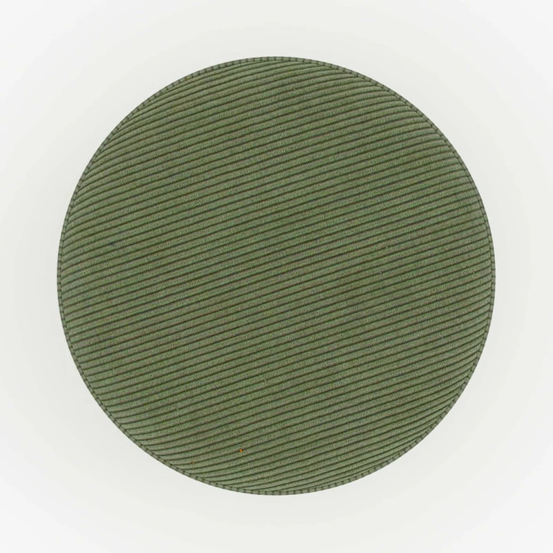 Pouf Lily rond en velours côtelé vert