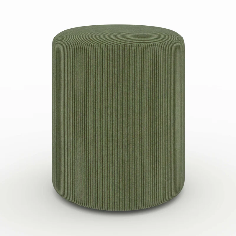 Pouf Lily rond en velours côtelé vert