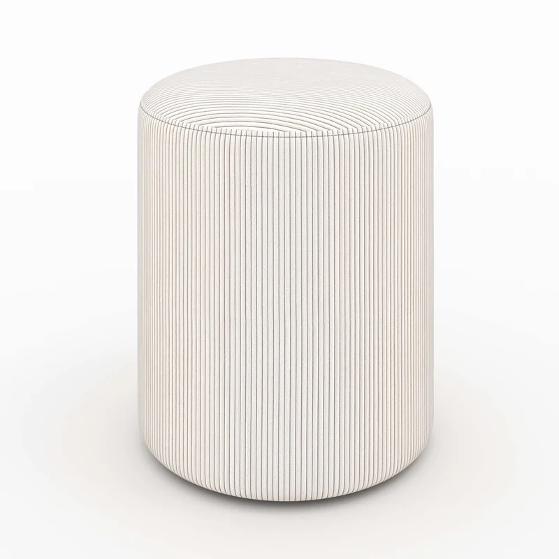 Pouf Lily rond en velours côtelé beige