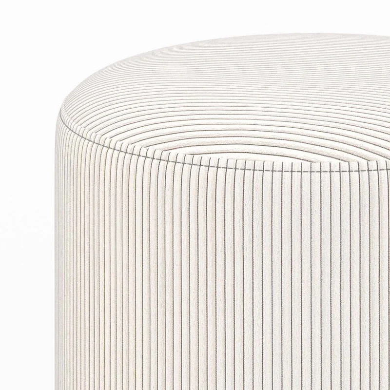 Pouf Lily rond en velours côtelé beige