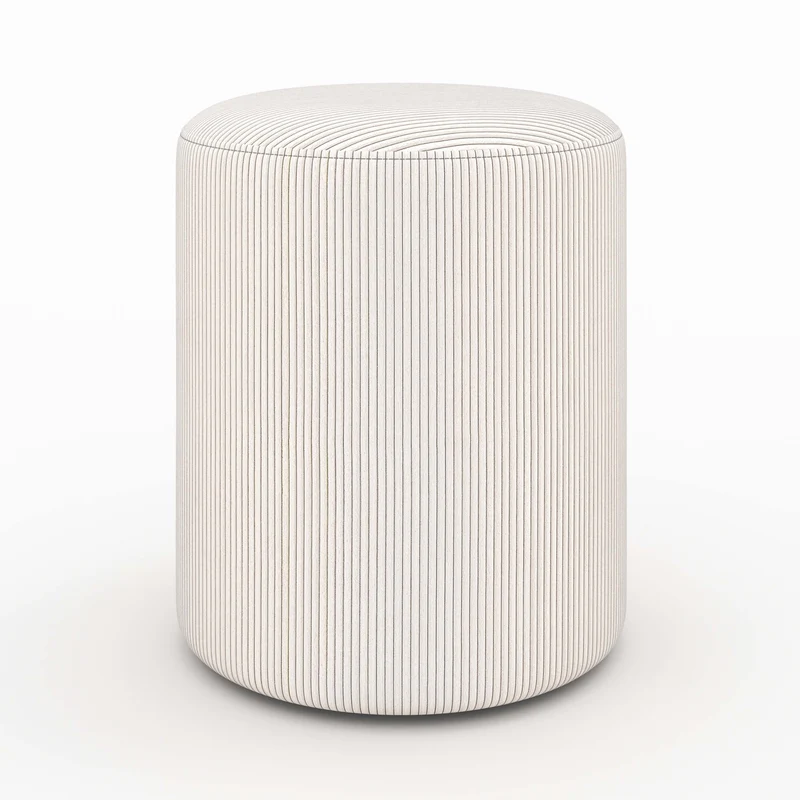 Pouf Lily rond en velours côtelé beige