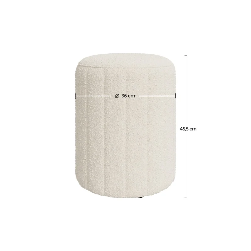 Pouf Eva rond en tissu blanc bouclé