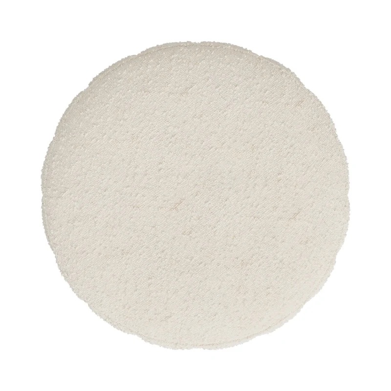 Pouf Eva rond en tissu blanc bouclé
