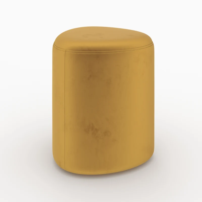 Pouf Emmy triangulaire en velours jaune curry