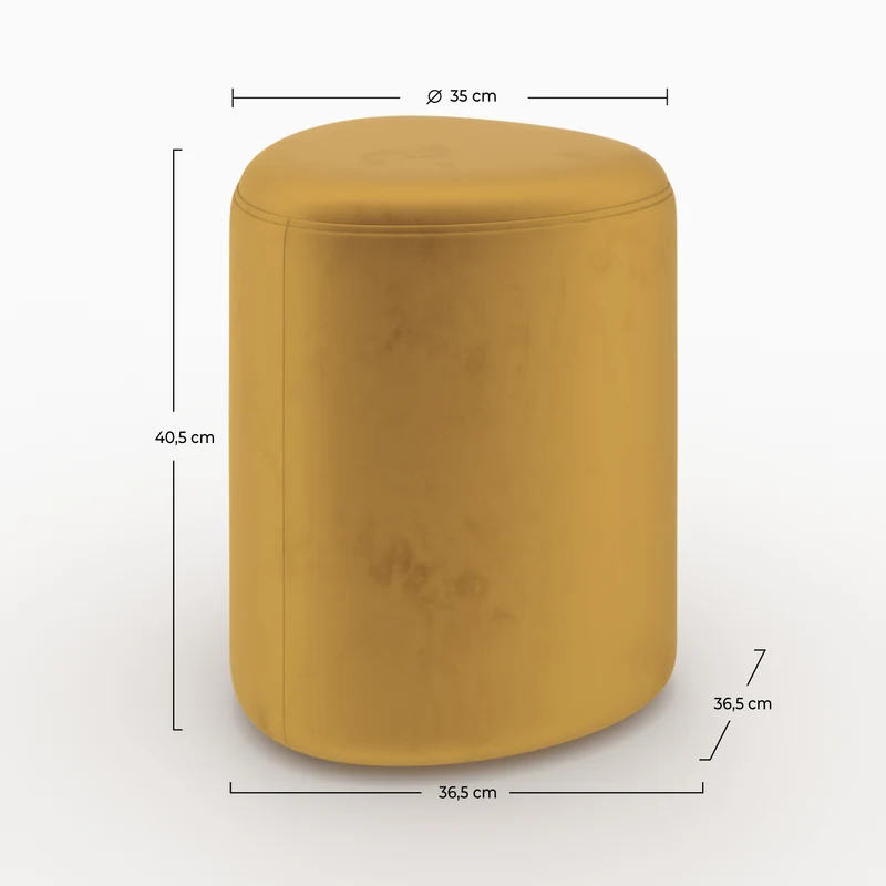 Pouf Emmy triangulaire en velours jaune curry