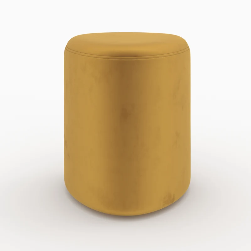 Pouf Emmy triangulaire en velours jaune curry