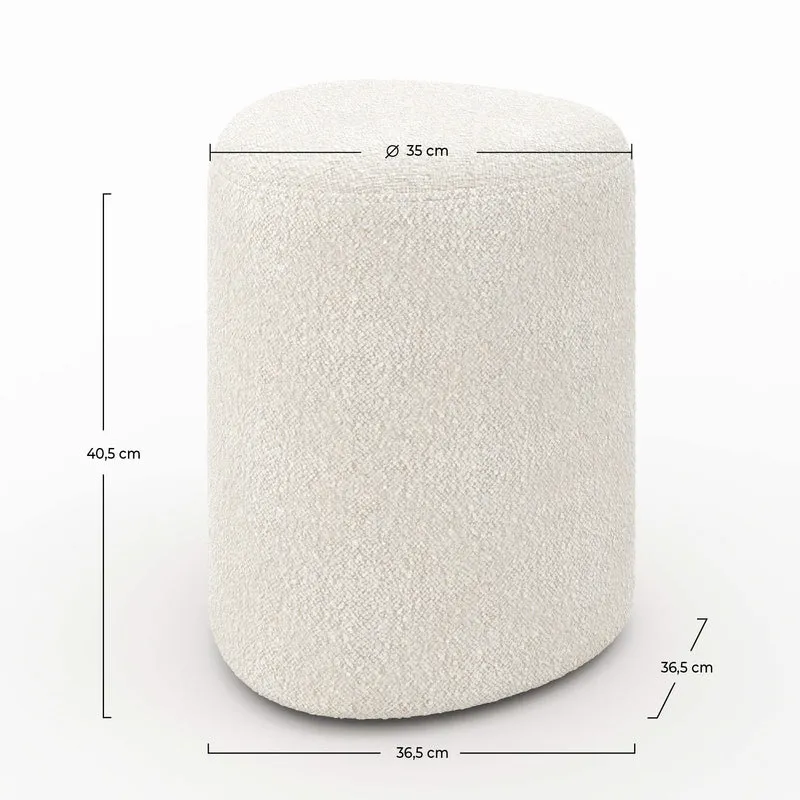Pouf Emmy triangulaire en tissu bouclé beige