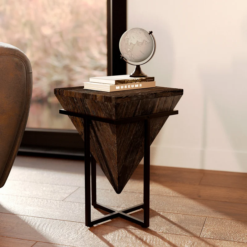 Petite table d'appoint Shanghai en bois et métal
