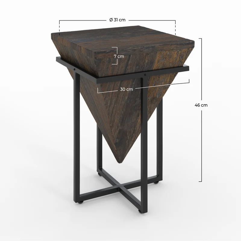 Petite table d'appoint Shanghai en bois et métal