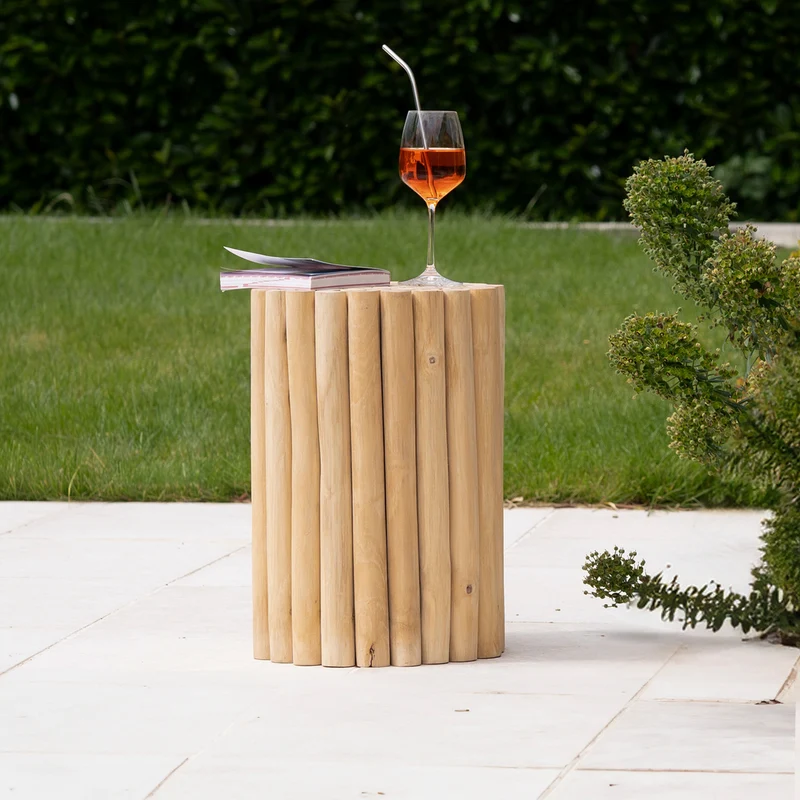 Table d'appoint ronde Imani de jardin en teck D30 cm