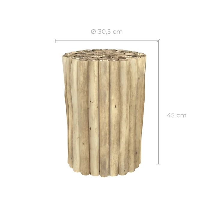 Table d'appoint ronde Imani de jardin en teck D30 cm