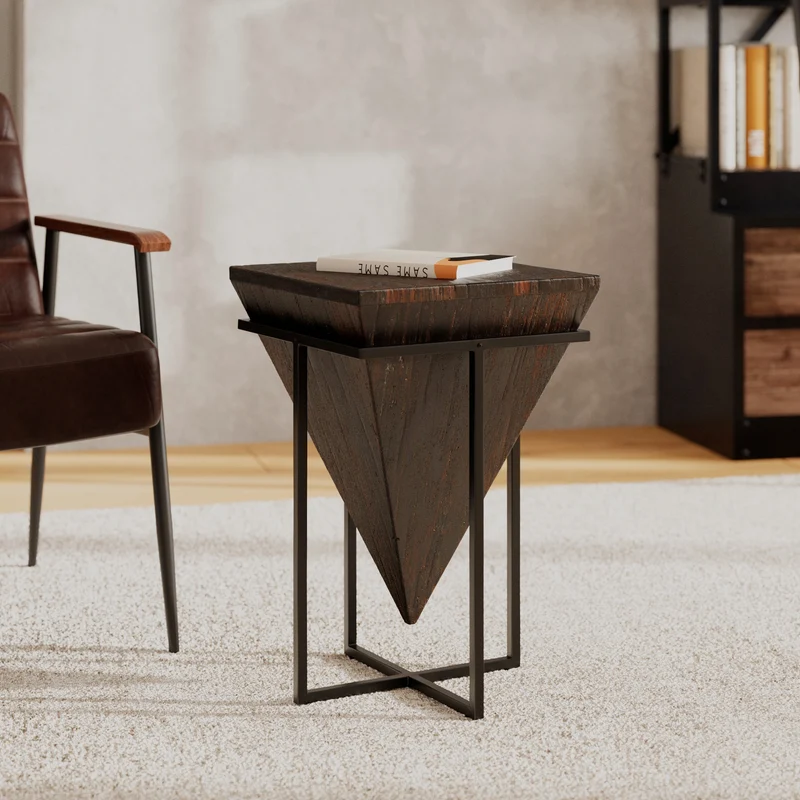 Moyenne table d'appoint Shanghai en bois et métal