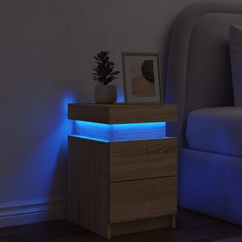Table de Chevet Bois avec LED