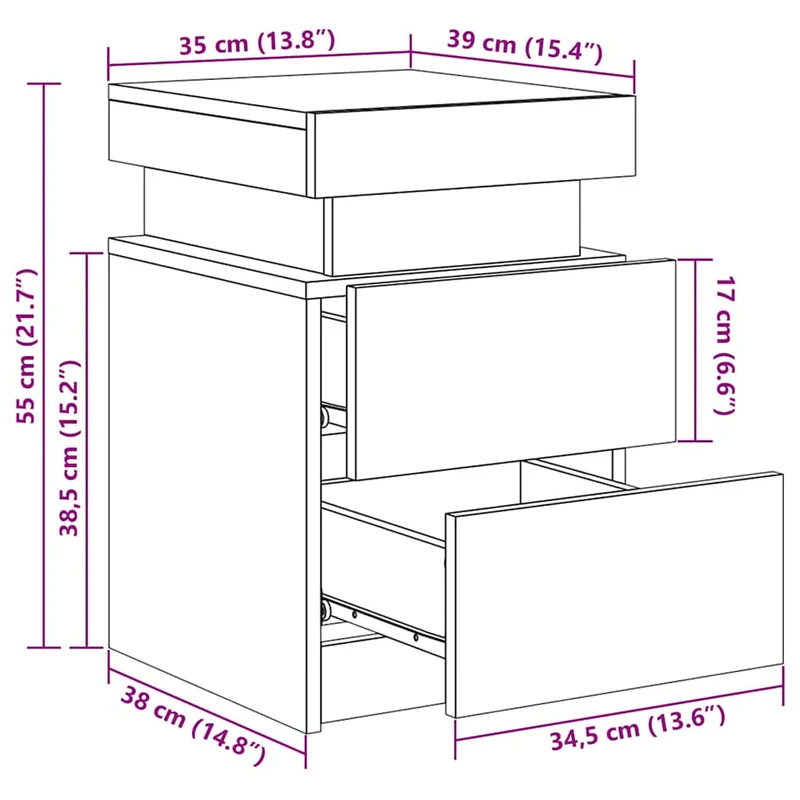 Table de Chevet Bois avec LED