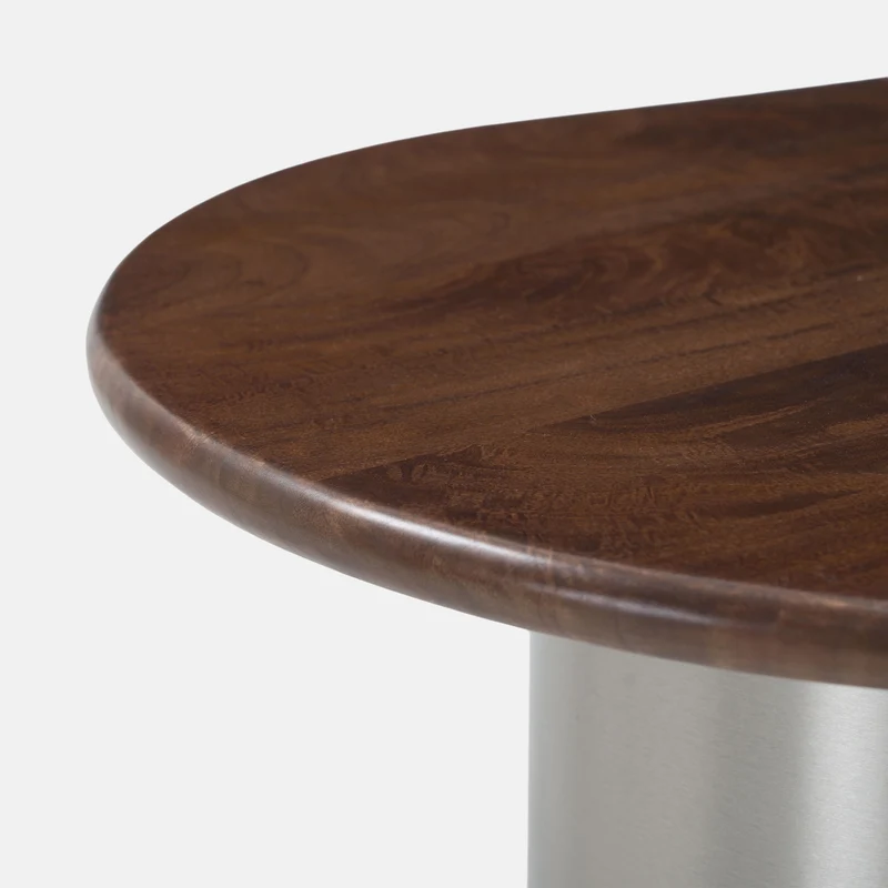 Table basse Selma en bois de manguier marron foncé et métal brossé 120 cm