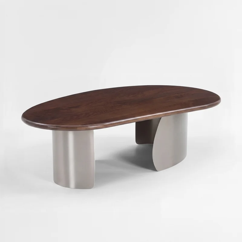 Table basse Selma en bois de manguier marron foncé et métal brossé 120 cm